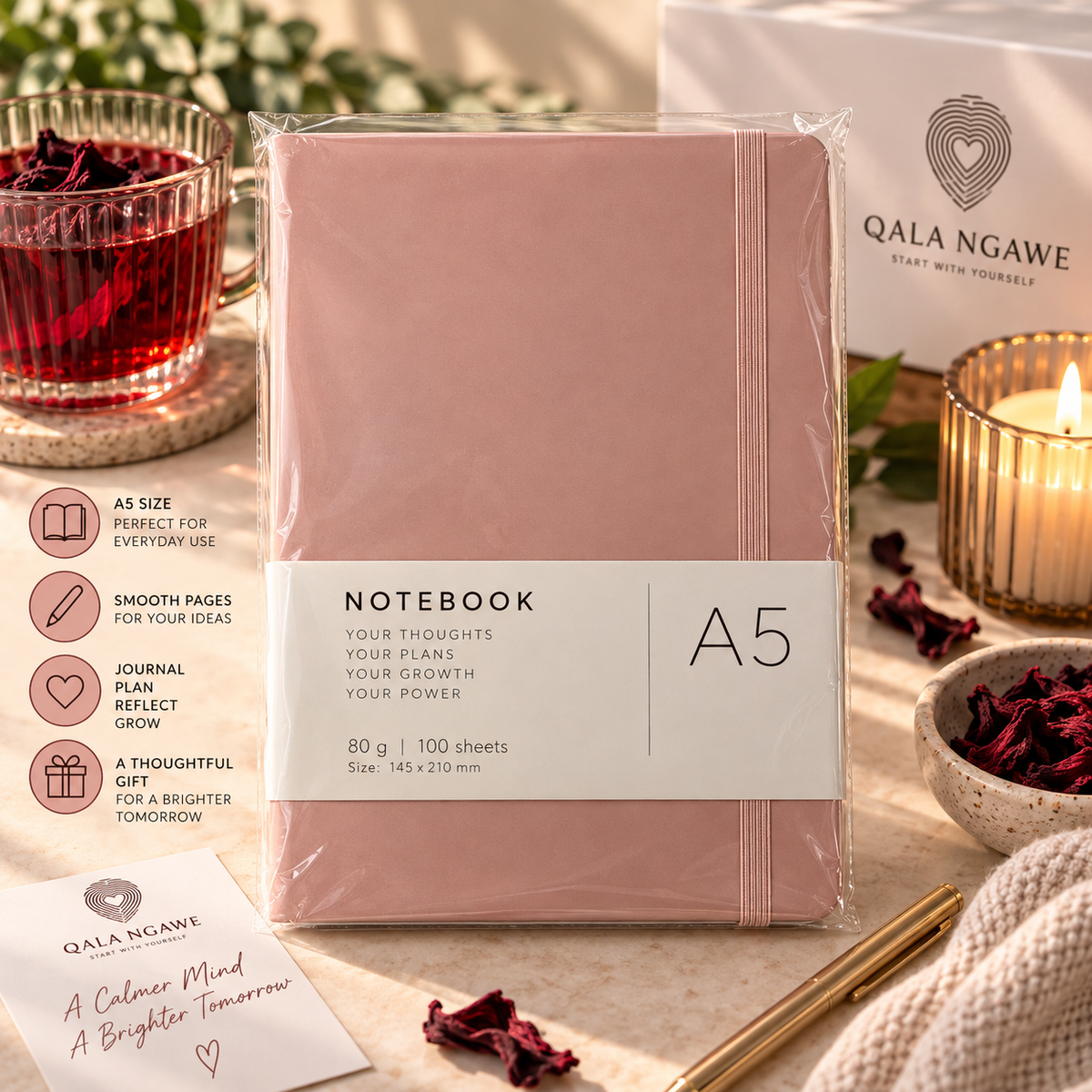 Unwind Bundle | Tea, Journal & Glass Tumbler