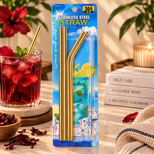 Unwind Gold Reusable Straws – 4 Pack